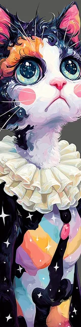 Cat bookmarks featuring a sad clown cat